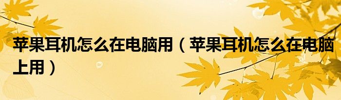 苹果耳机怎么在电脑用(苹果耳机怎么在电脑上用)