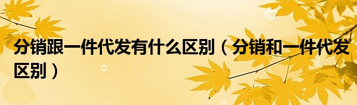 分销跟一件代发有什么区别(分销和一件代发区别)