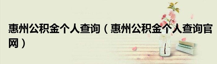 惠州公积金个人查询(惠州公积金个人查询官网)