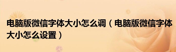 电脑版微信字体大小怎么调(电脑版微信字体大小怎么设置)