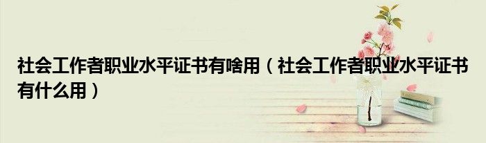 社会工作者职业水平证书有啥用(社会工作者职业水平证书有什么用)