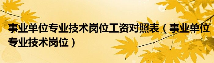 事业单位专业技术岗位工资对照表(事业单位专业技术岗位)
