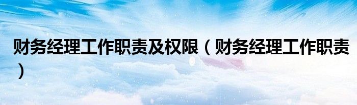 财务经理工作职责及权限(财务经理工作职责)