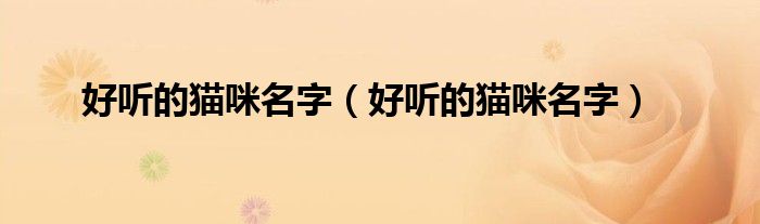 好听的猫咪名字(好听的猫咪名字)