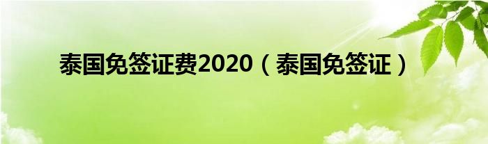泰国免签证费2020(泰国免签证)