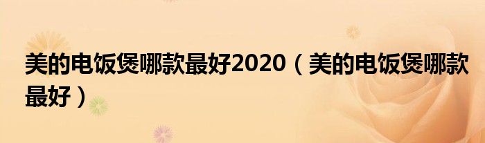 美的电饭煲哪款最好2020(美的电饭煲哪款最好)