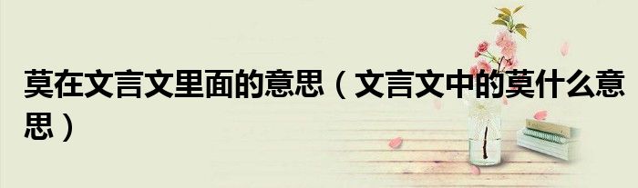 莫在文言文里面的意思(文言文中的莫什么意思)