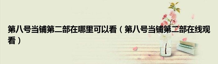第八号当铺第二部在哪里可以看(第八号当铺第二部在线观看)