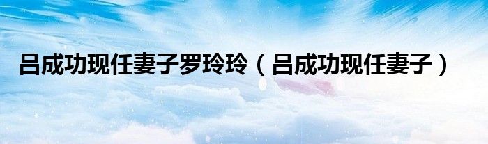 吕成功现任妻子罗玲玲(吕成功现任妻子)