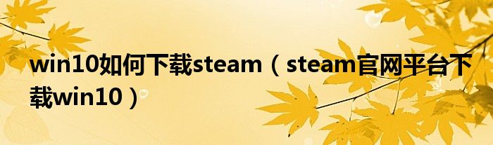win10如何下载steam(steam官网平台下载win10)