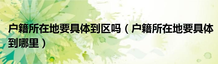 户籍所在地要具体到区吗(户籍所在地要具体到哪里)