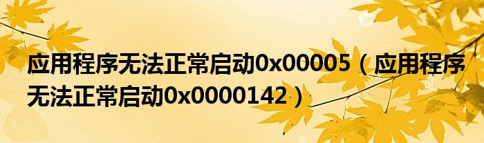 应用程序无法正常启动0x00005(应用程序无法正常启动0x0000142)