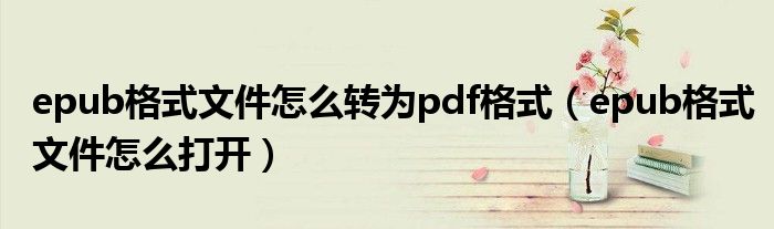 epub格式文件怎么转为pdf格式(epub格式文件怎么打开)