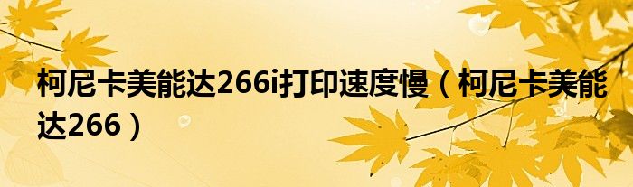 柯尼卡美能达266i打印速度慢(柯尼卡美能达266)