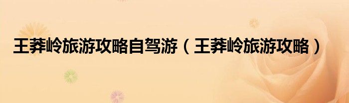 王莽岭旅游攻略自驾游(王莽岭旅游攻略)