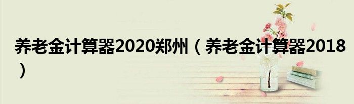 养老金计算器2020郑州(养老金计算器2018)