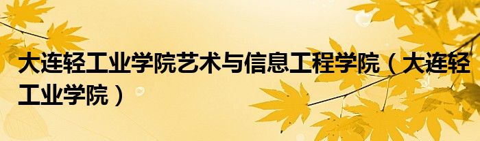 大连轻工业学院艺术与信息工程学院(大连轻工业学院)
