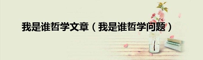 我是谁哲学文章(我是谁哲学问题)