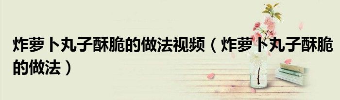 炸萝卜丸子酥脆的做法视频(炸萝卜丸子酥脆的做法)