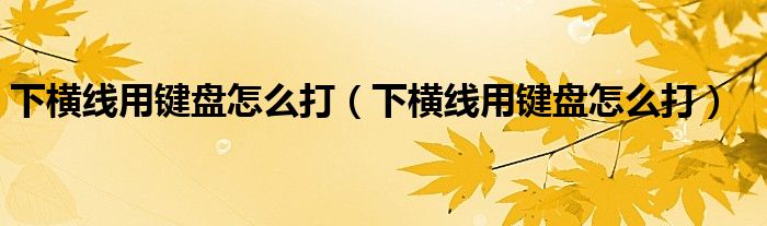 下横线用键盘怎么打(下横线用键盘怎么打)