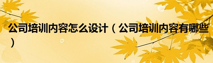 公司培训内容怎么设计(公司培训内容有哪些)