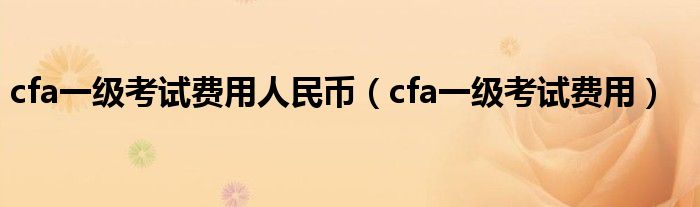 cfa一级考试费用人民币(cfa一级考试费用)