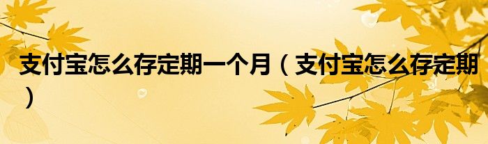 支付宝怎么存定期一个月(支付宝怎么存定期)