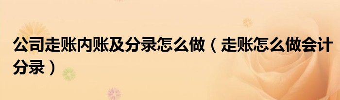 公司走账内账及分录怎么做(走账怎么做会计分录)