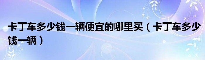卡丁车多少钱一辆便宜的哪里买(卡丁车多少钱一辆)