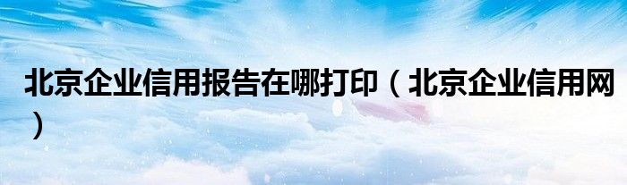 北京企业信用报告在哪打印(北京企业信用网)