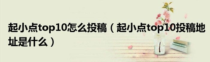 起小点top10怎么投稿(起小点top10投稿地址是什么)