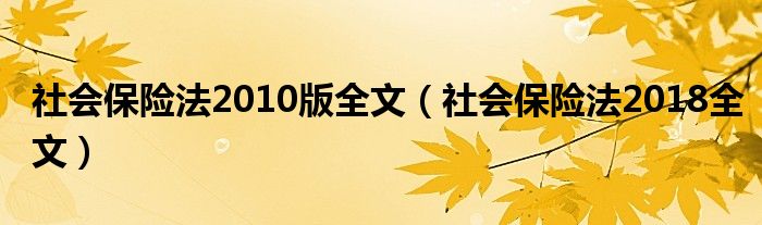 社会保险法2010版全文(社会保险法2018全文)
