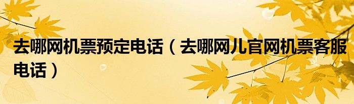 去哪网机票预定电话(去哪网儿官网机票客服电话)