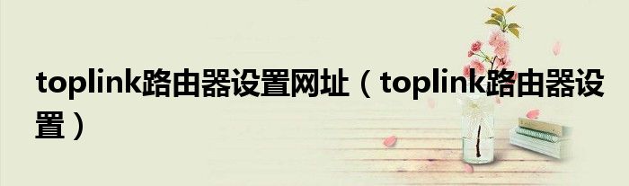 toplink路由器设置网址(toplink路由器设置)