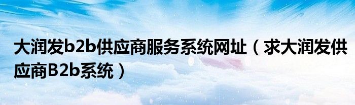 大润发b2b供应商服务系统网址(求大润发供应商B2b系统)