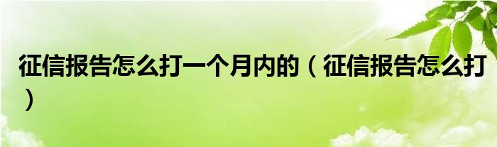 征信报告怎么打一个月内的(征信报告怎么打)