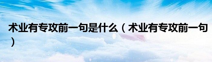 术业有专攻前一句是什么(术业有专攻前一句)