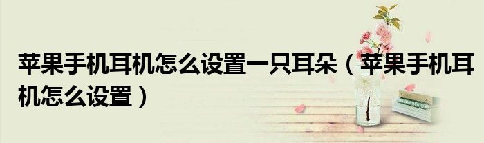 苹果手机耳机怎么设置一只耳朵(苹果手机耳机怎么设置)