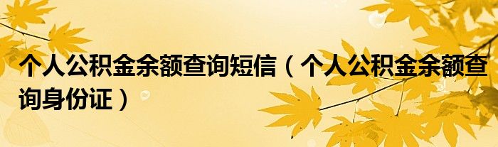 个人公积金余额查询短信(个人公积金余额查询身份证)