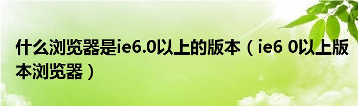 什么浏览器是ie6.0以上的版本(ie6 0以上版本浏览器)
