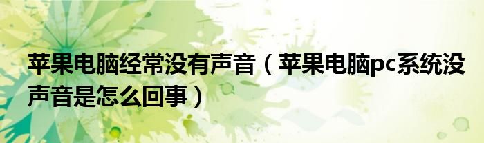 苹果电脑经常没有声音(苹果电脑pc系统没声音是怎么回事)