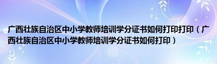 广西壮族自治区中小学教师培训学分证书如何打印打印(广西壮族自治区中小学教师培训学分证书如何打印)