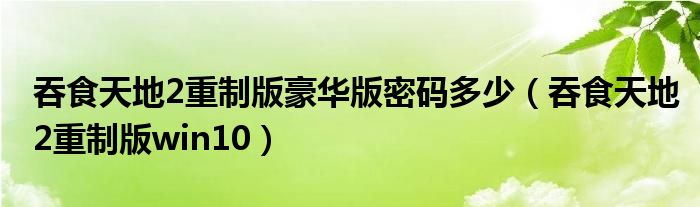 吞食天地2重制版豪华版密码多少(吞食天地2重制版win10)