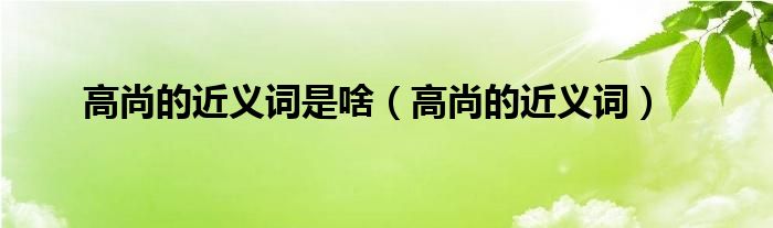 高尚的近义词是啥（高尚的近义词）