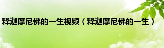 释迦摩尼佛的一生视频(释迦摩尼佛的一生)