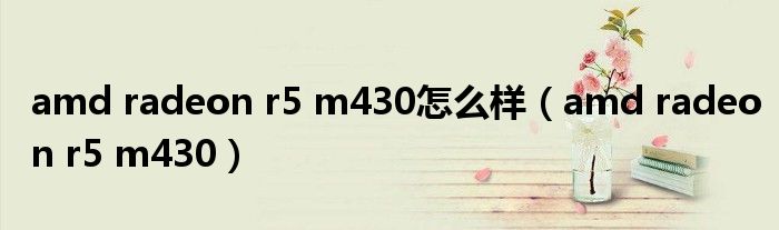 amd radeon r5 m430怎么样(amd radeon r5 m430)