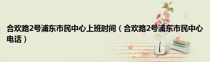 合欢路2号浦东市民中心上班时间(合欢路2号浦东市民中心电话)