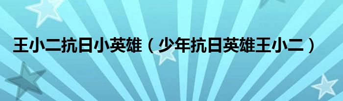 王小二抗日小英雄(少年抗日英雄王小二)