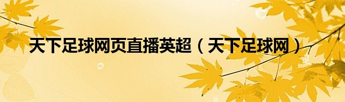 天下足球网页直播英超(天下足球网)