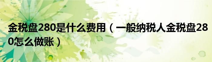 金税盘280是什么费用(一般纳税人金税盘280怎么做账)